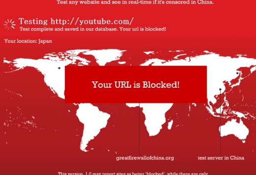 中国のグレートファイヤーウォールにブロックされちゃった。