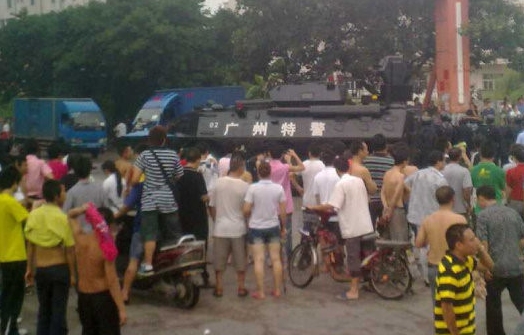 中国広州で暴動