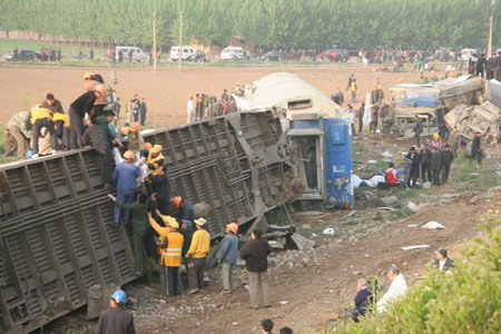 2008年に山東省で起きた列車衝突事故