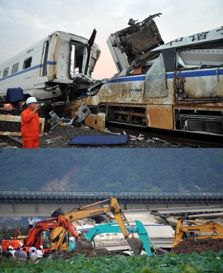 中国温州の高速鉄道脱線事故